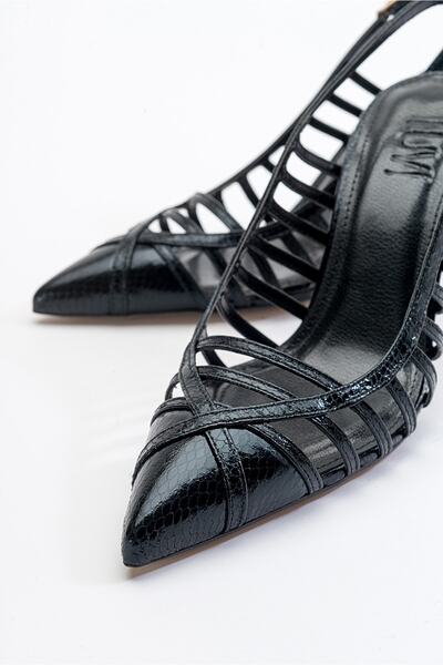 LuviShoes Gesto Black Patterned Women's High Heel Shoes