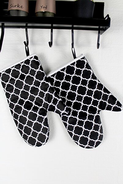 Morlay مجموعة من قفازات فرن المطبخ المقاومة للحرارة وحلقة سوداء