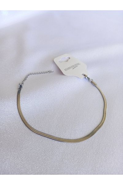 stainless steell سوار سلسلة إيطالية رفيعة باللون الفضي