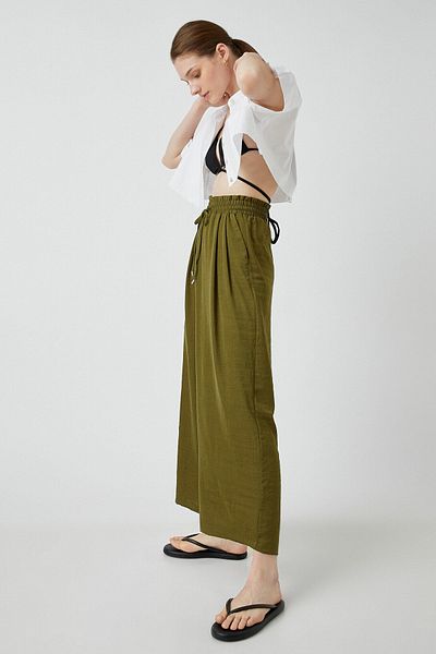 Koton Wide Leg Trousers with Tie Waist