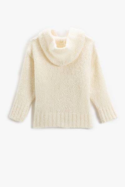 Koton Strickpullover mit Kapuze, Basic, weich strukturiert, langärmlig