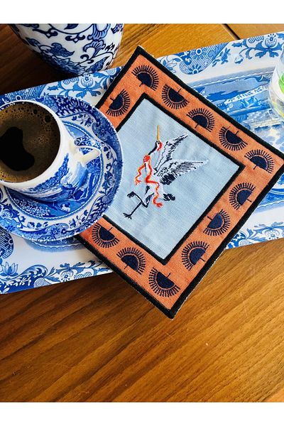 ge living Decorative Crane Patterned Cocktail Napkin (1 Piece)
