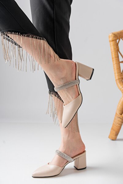 MELİKMERT Γυναικείες πέτρινες παντόφλες κλειστές μπροστά