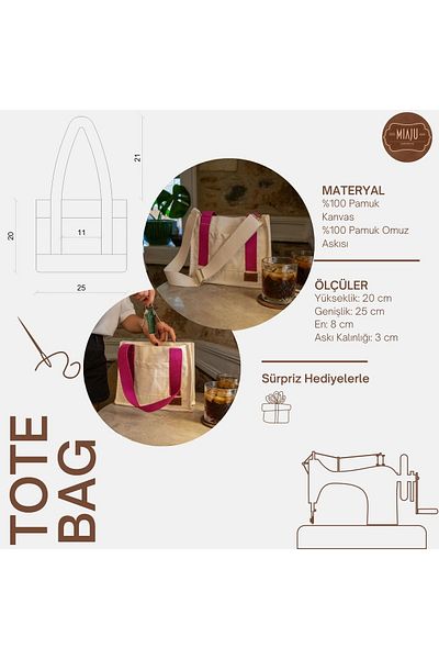 Miaju Canvas Mini Tote Bag with Strap, High Quality Cotton Canvas Shoulder Bag, Casual Mini Bag