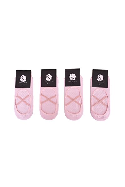 Beauty Mark 4 Çift Açık Pembe Kaydırmaz Yoga Fitness Plates Çorap Standart Beden