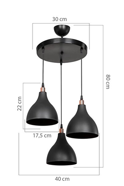 AG LightDesign Siyah Asma Sarkıt Avize Yatak Odası Salon Mutfak Koridor Lamba 3'lü