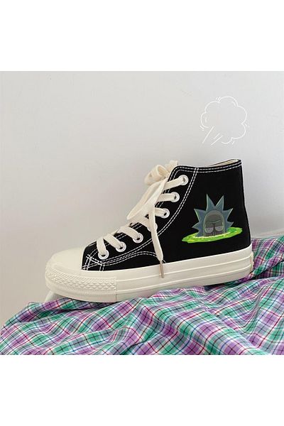 Touz R&M Rick Printed Black Unisex Canvas Shoes