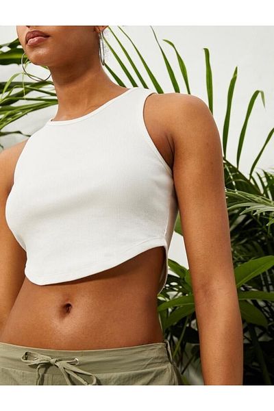 Koton Crop Athlete Crew Deck Croială asimetrică cu nervuri