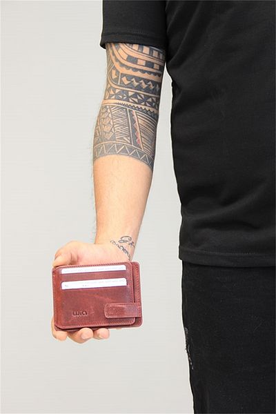 Wia Unisex Genuine Leather Card Holder 521 Claret Red