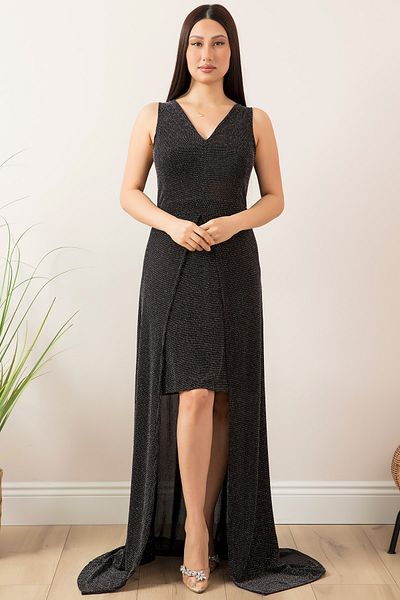 PULLIMM Backless Glittered Short Evening Dress 13251