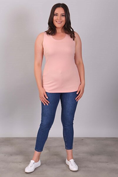 SERTUĞ Βασική μπλούζα σομόν με φαρδύ λουράκι