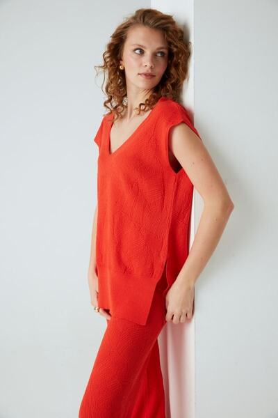 JOIN US Πλεκτή μπλούζα με σχέδια με φύλλα φοίνικα