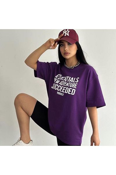 Keywest Essentials New Adventure Succeeded Printed Oversize Unisex T-shirt