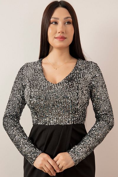 PULLIMM Rochie de seară lungă cu decolteu în V 13067