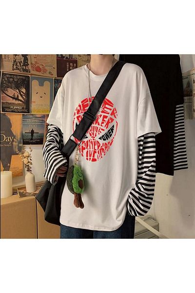 Touz Spider-man Head Printed Fake Sleeves Unisex Λευκό T-shirt