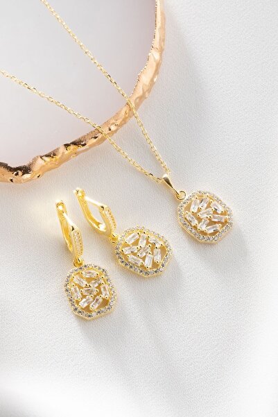Silvano Jewelry 925 Ayar Gümüş Baget Taşlı Takı Seti