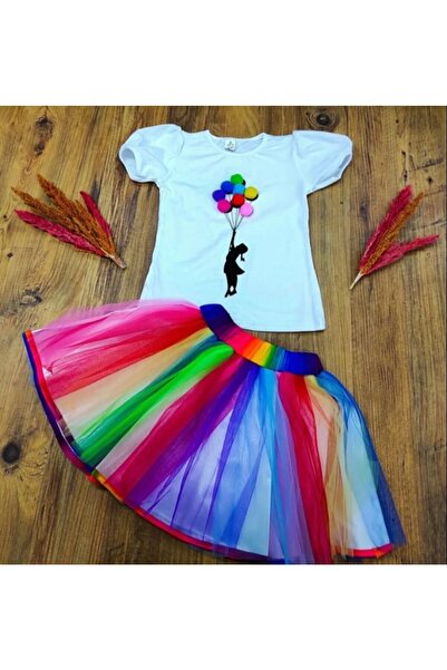 FATELLA Girl's Double Set April 23 Show Outfit Rainbow Patterned