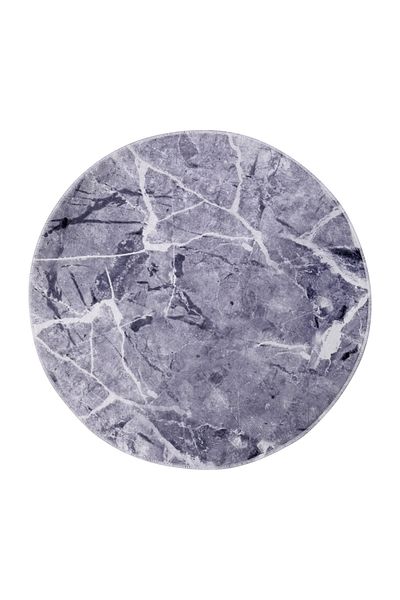 Dijidekor Covor de baie rotund, lavabil, imprimat digital fără franjuri, gri granit, 80x80