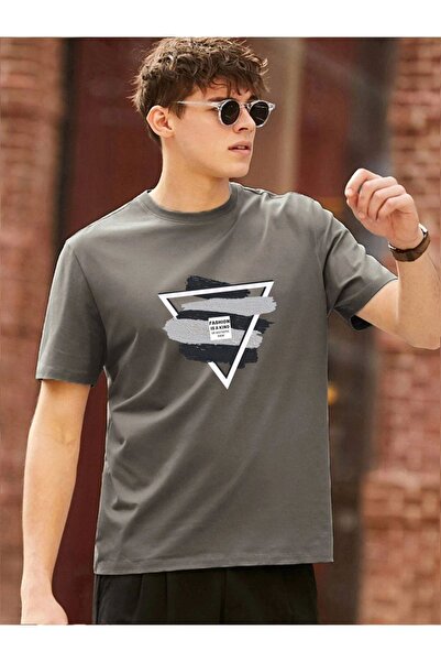 ORLONTEX Μπλουζάκι Unisex Grey Triangle Printed Oversize