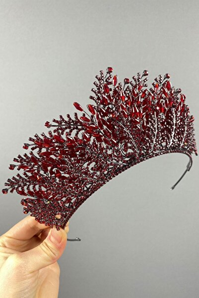 FdayAksesuar Κόκκινη Κορώνα Ναέρρο με Κεντημένες Χάντρες και Χένα – Στέμμα