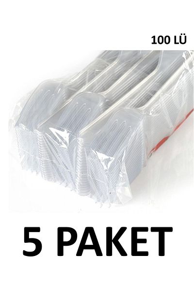 Yakutsan 5 Pack (100 Pieces) Plastic Luxury Fork Transparent