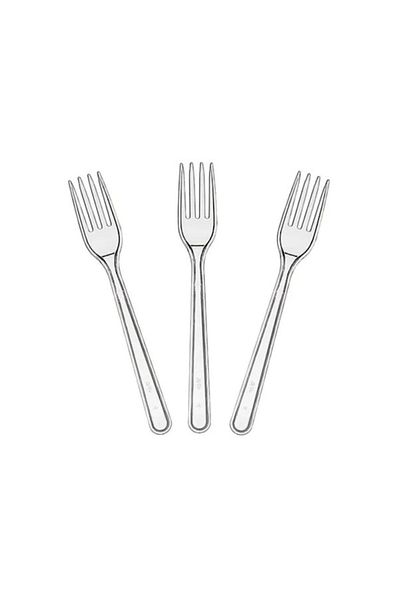 Yakutsan 5 Pack (100 Pieces) Plastic Luxury Fork Transparent