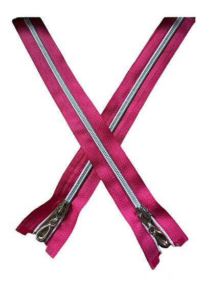 e tuhafiye Розов цип със сребърни зъбци (26 см)