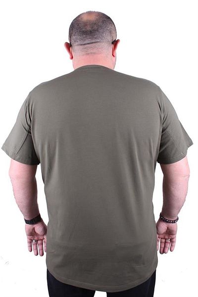 Starbattal Men's Large Size Lycra Basic V-Neck T-Shirt 11170 Khaki