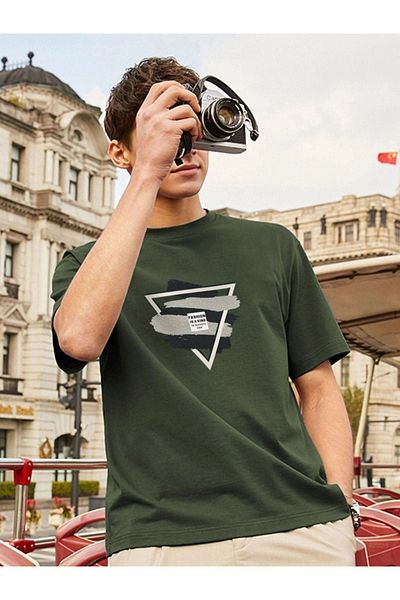 ORLONTEX Μπλουζάκι Unisex Green Triangle με στάμπα Oversize