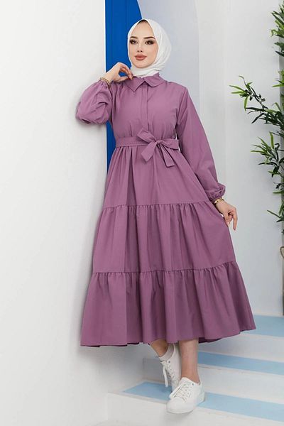 CNG MODA Frilly Hijab Dress Purple