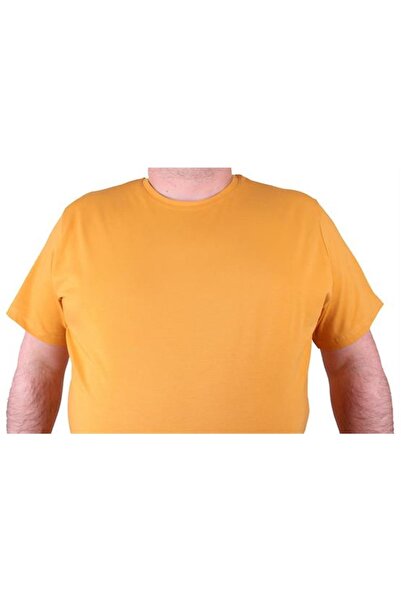 Starbattal Men's Large Size Lycra T-Shirt - Crew Neck, Mustard 11160