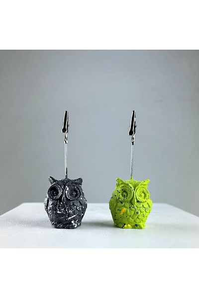 oasis decoration Green Gray Owl 2-Piece Note Holder Set