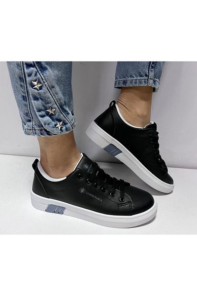 lumberjack Pantofi sport clasici cu șireturi pentru femei de culoare neagră din piele artificială Tina