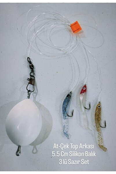 hobim At - Çek Top Arkası 5,5 Cm Silikon Balık 3 Lü Hazır Set
