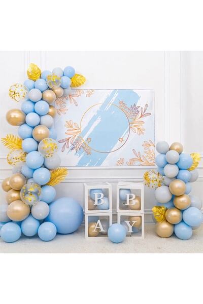 PARTİ SEPETİ بالون سلسلة لون ذهبي أزرق 3 أمتار