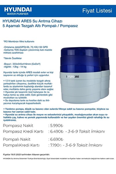 Hyundai Ares Su Arıtma 5 Aşamalı