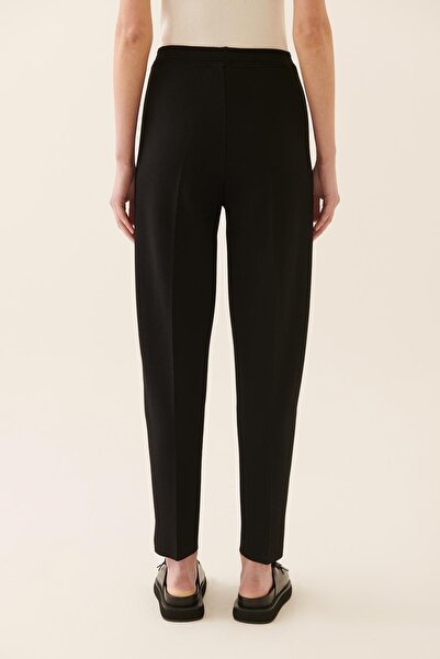 Perspective Illas Regular Fit Lungime la gleznă Talie înaltă Culoare neagră Pantaloni de tricotaj de damă
