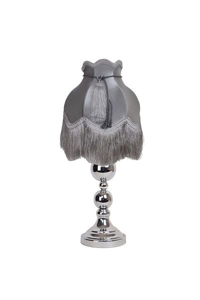 Dekovien Vintage Gray Velvet Bedroom for Living Room - Silver Leg, Cord Decoration, Lampshade Ab0814