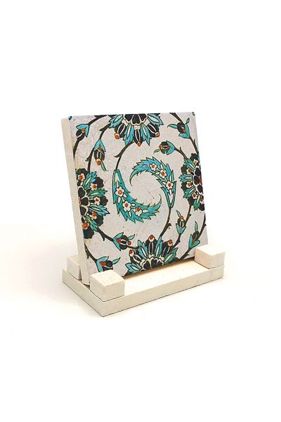 Sadrazam Karatay Madrasa Tile Pattern Printed Natural Stone Tabletop