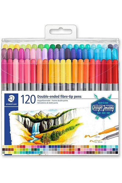 Staedtler Twin Double Tip Felted Pen Set 120 Colors 0.8 Mm - 3 Mm