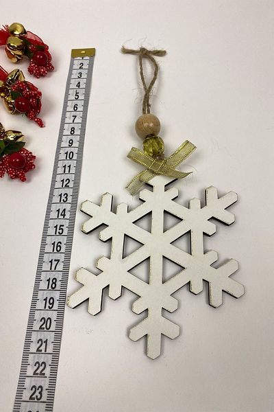 GELD Ornament de copac din lemn de Anul Nou imprimat cu fulgi de nea 5 bucăți - Ornament de Anul Nou