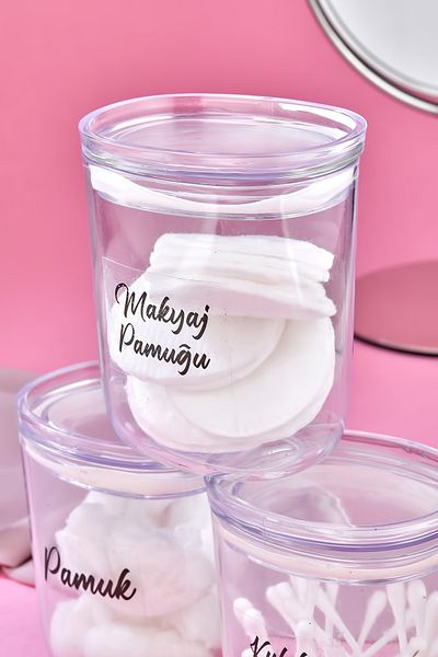 FBZhome 3-Piece Drop Model Ear Cotton & Cotton & Makeup Cotton Storage Box 400 Ml Cotton Container