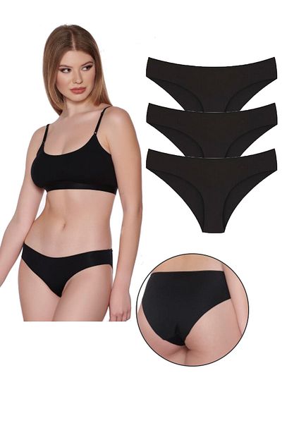 Vanilya Secret Γυναικεία πολύχρωμα εσώρουχα χαμηλής μέσης χωρίς ραφές κοπής με λέιζερ 3 πακέτο