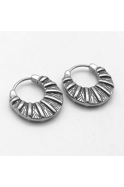 Viking Black Sun Drop Model Ring Vintage Large 316l Steel Snap-on Men's Earrings