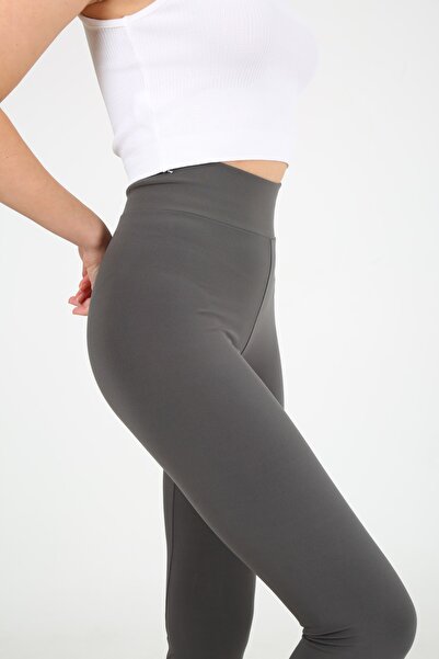 VOSSAX Size 1 Gray High Waist Strengthening Sports Leggings - Slimming Waist, No Inner Display Knitted Diver