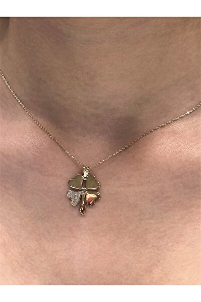 Hakan Güler Kuyumculuk 14 Ayar Altın Yonca Kolye Ucu Ve Zinciri