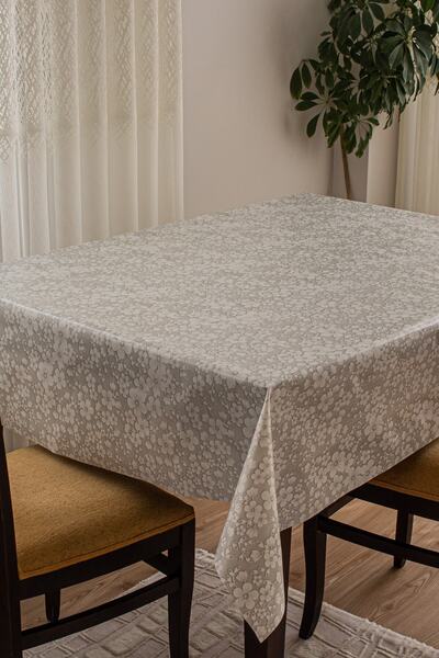 decorekor Lined Erasable Hygienic Flower Patterned Oilcloth PVC Tablecloth 158.b