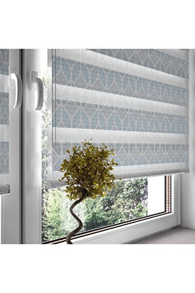 Turuncu Dizayn Td Trend Baskılı Zebra Stor Perde Gri Geometrik