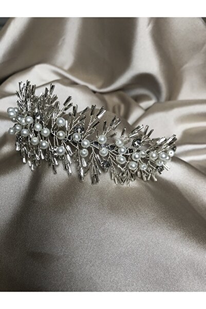 DOĞA ART STORE Στέμμα νύφης με χάντρες από μαργαριτάρια