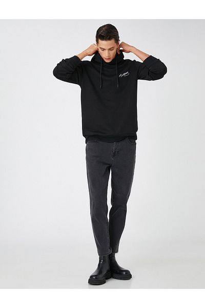 Koton Ataturk Printed Hooded Sweatshirt with Ribbon